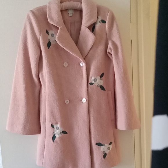 LC Lauren Conrad Blush Teddy Jacket with Floral Design